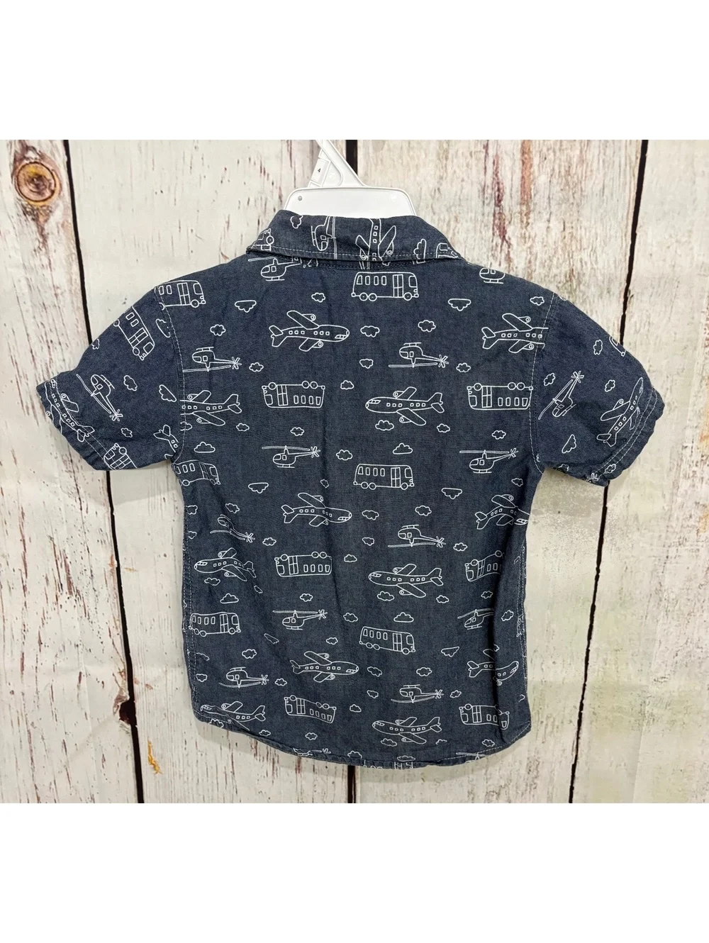 Carter's Toddler Boys 4T Short Sleeve Button-Up Shirt with Misc. Vehicles